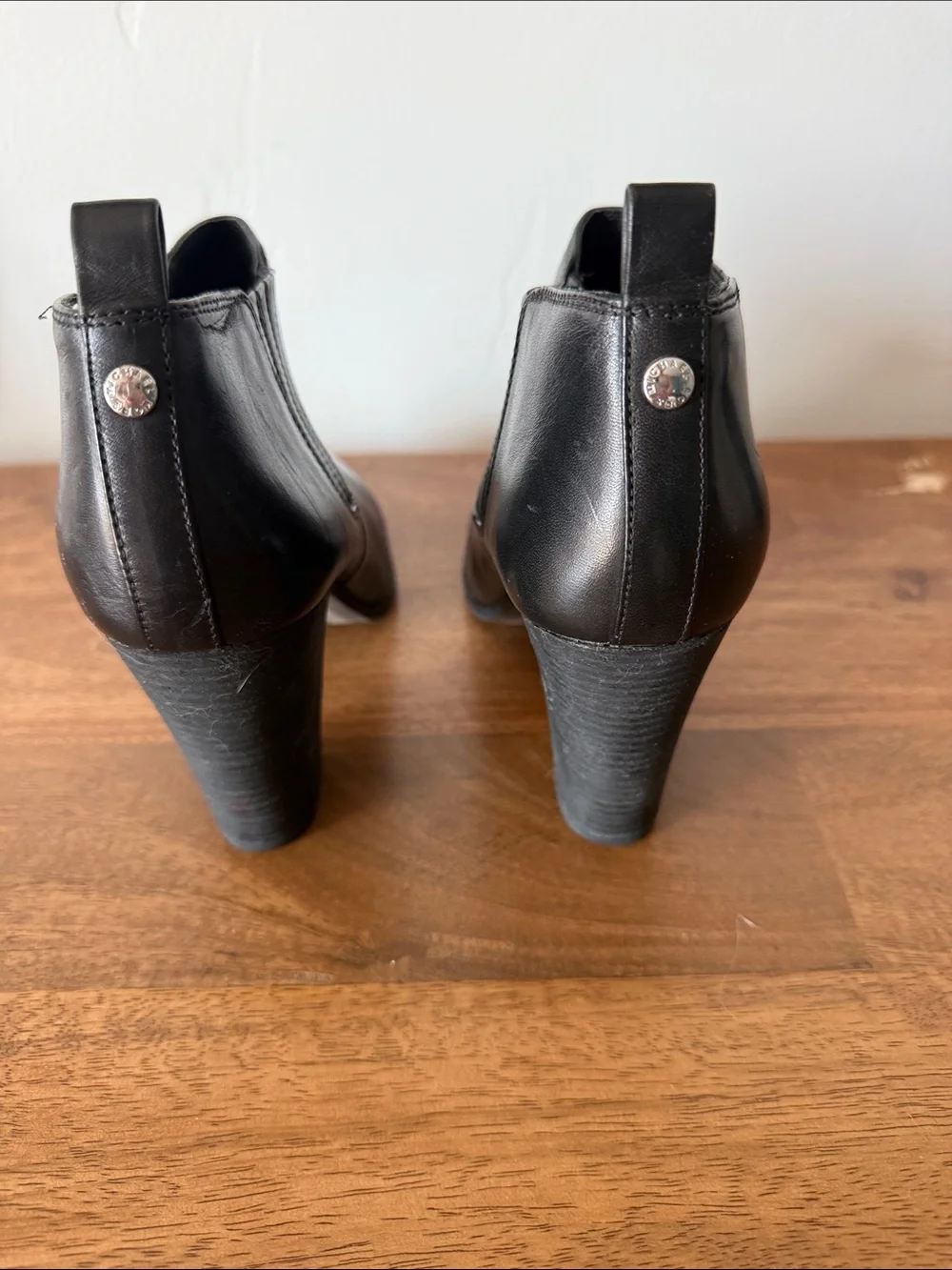 Michael Kors Black Leather Ankle Booties with Side Elastic